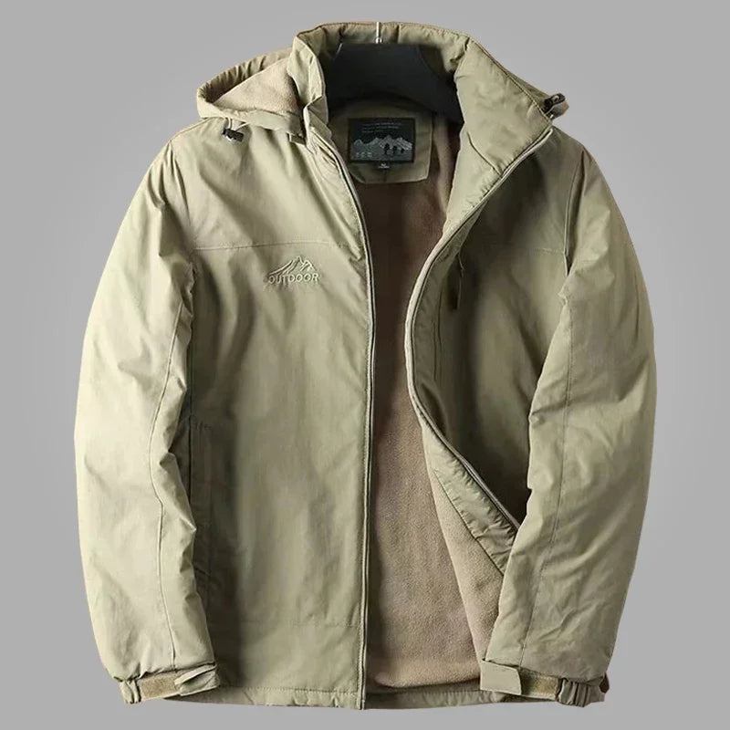 Fleecefutter Warme Jacke Outdoor-jacke Mit Kapuze Windjacke Für Den Frühling Und Herbst Kapuzenjacke Für Herren - Khaki