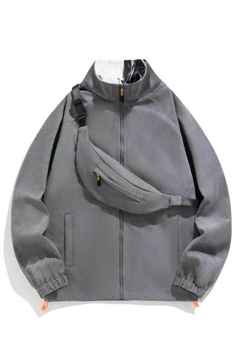 Frühling Herbst Cordjacke Mantel Herren Lässig Einfarbig Jacke Mit Tasche Cordmantel Für