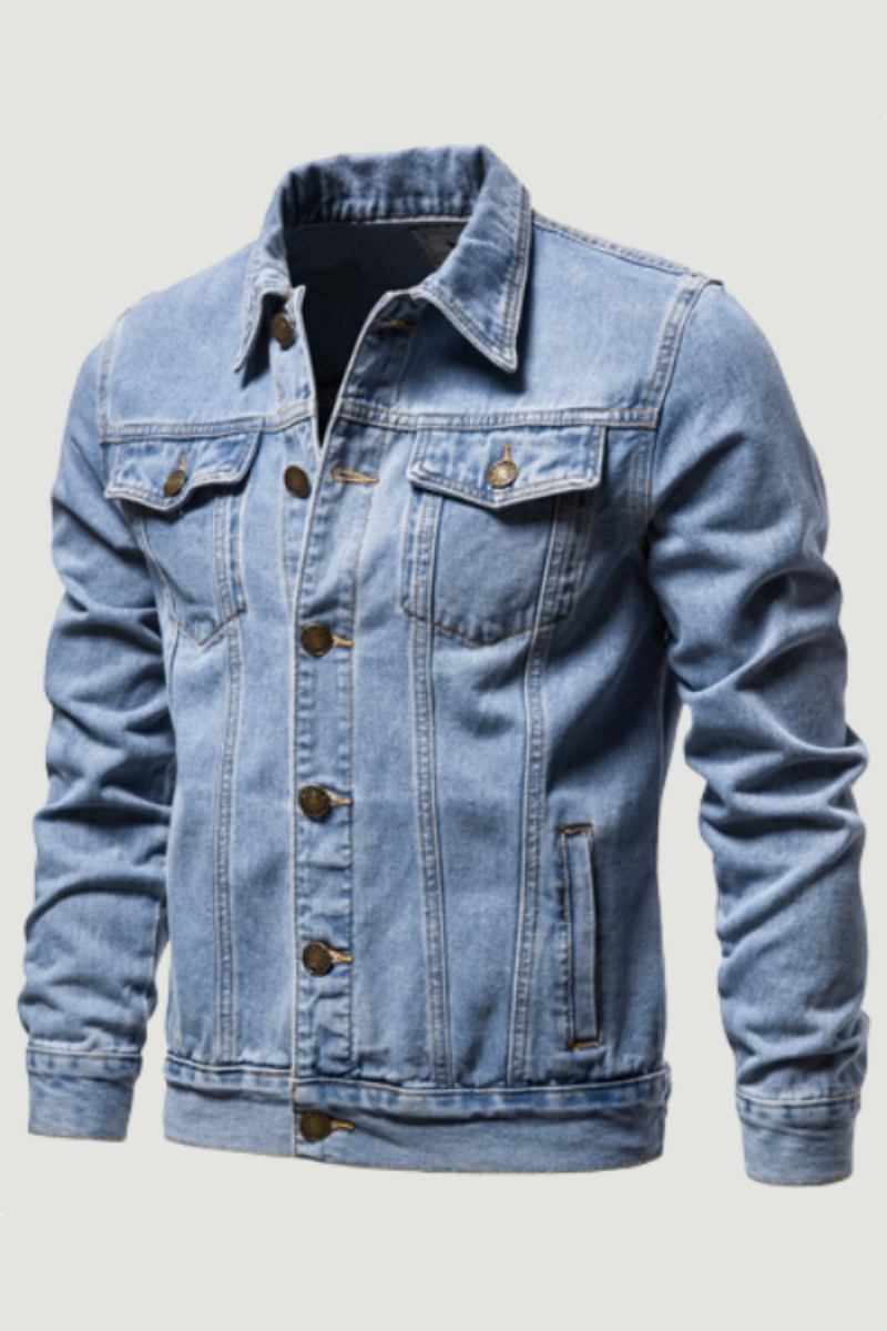 Frühling/herbst Jeansjacke Für Herren Schmale Passform Streetwear Hip-hop Punk Mantel Aus Blauer Baumwolle Hochwertige Cowboy-revers-oberbekleidung