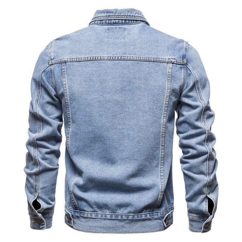 Frühling/herbst Jeansjacke Für Herren Schmale Passform Streetwear Hip-hop Punk Mantel Aus Blauer Baumwolle Hochwertige Cowboy-revers-oberbekleidung - Schwarz