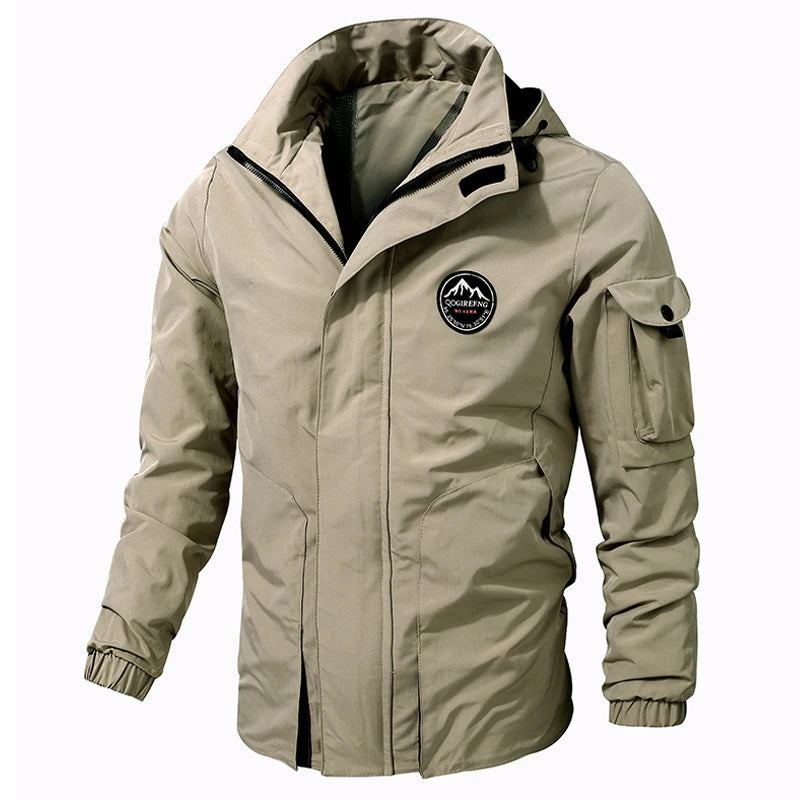 Frühling/herbst Taktische Jacke Herren Einfarbig Wasserdicht Abnehmbare Kapuze Militär Outdoor-windjacke - Armeegrün