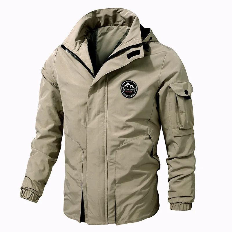 Frühling/herbst Taktische Jacke Herren Einfarbig Wasserdicht Abnehmbare Kapuze Militär Outdoor-windjacke - Armeegrün