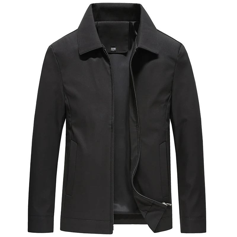 Frühling Und Herbst Männer Mittleren Alters Und Ältere Mit Der Gleichen Reißverschluss-reversjacke Business Casual Jacke - Schwarz