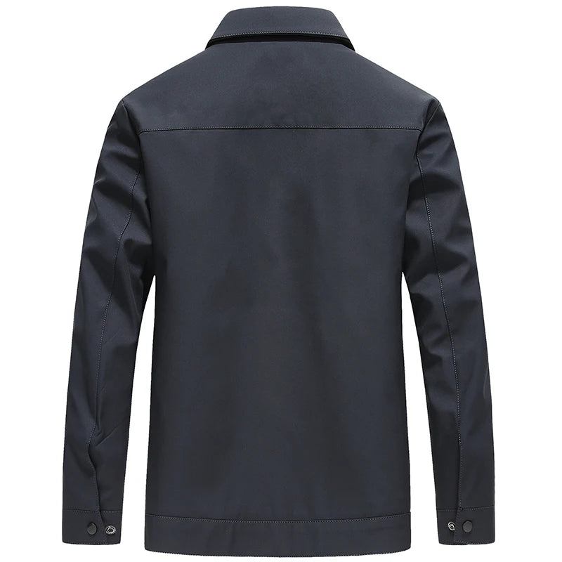 Frühling Und Herbst Männer Mittleren Alters Und Ältere Mit Der Gleichen Reißverschluss-reversjacke Business Casual Jacke - Schwarz