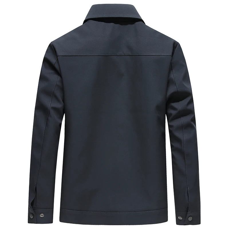 Frühling Und Herbst Männer Mittleren Alters Und Ältere Mit Der Gleichen Reißverschluss-reversjacke Business Casual Jacke - Schwarz