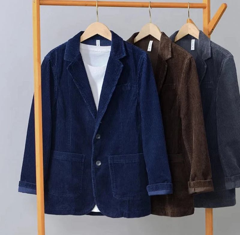 Herbst Casual Baumwolle Cord Safari Anzüge Für Männer Kleidung Solide Blazer Herren Jacken Übergröße - Kaffee