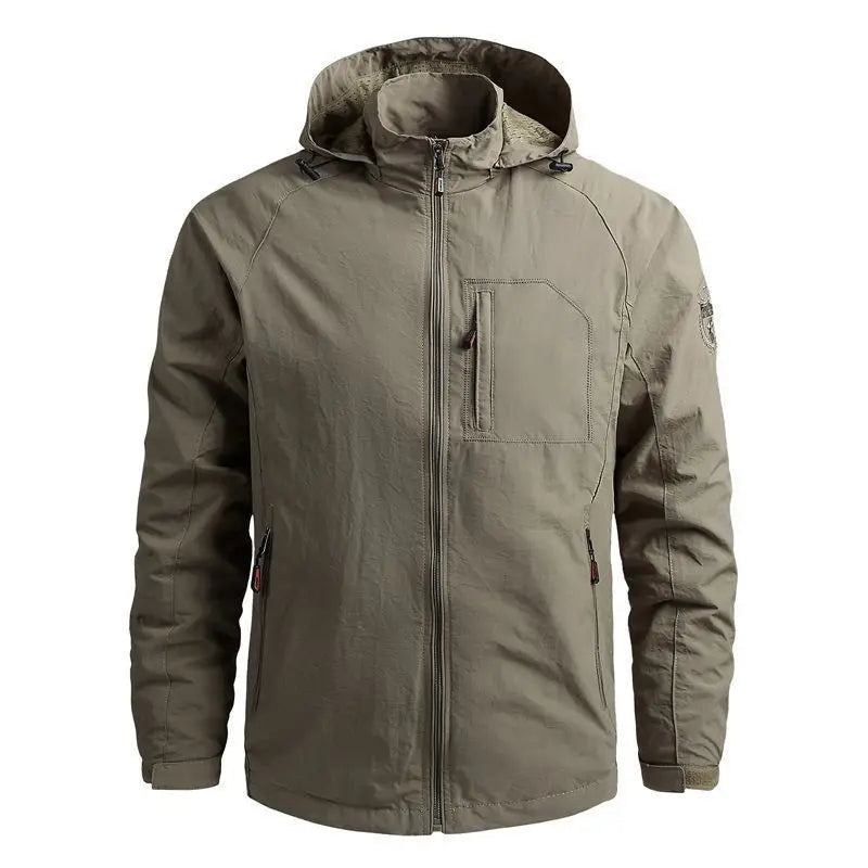 Herbst Freizeitjacke Herren Taktik Militärjacken Outdoor Wanderjacken Wasserdicht Mit Kapuze - Khaki