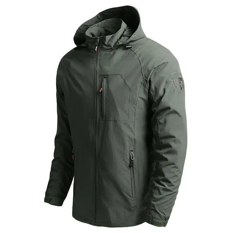 Herbst Freizeitjacke Herren Taktik Militärjacken Outdoor Wanderjacken Wasserdicht Mit Kapuze - Khaki