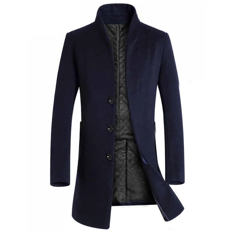 Herbst- Und Winter-leder-herren-trend Hübscher Schmaler Blazer Business-mantel Freizeit-motorrad-lederblazer - Marineblau