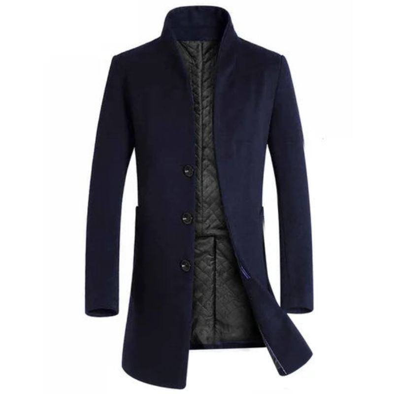 Herbst- Und Winter-leder-herren-trend Hübscher Schmaler Blazer Business-mantel Freizeit-motorrad-lederblazer - Marineblau