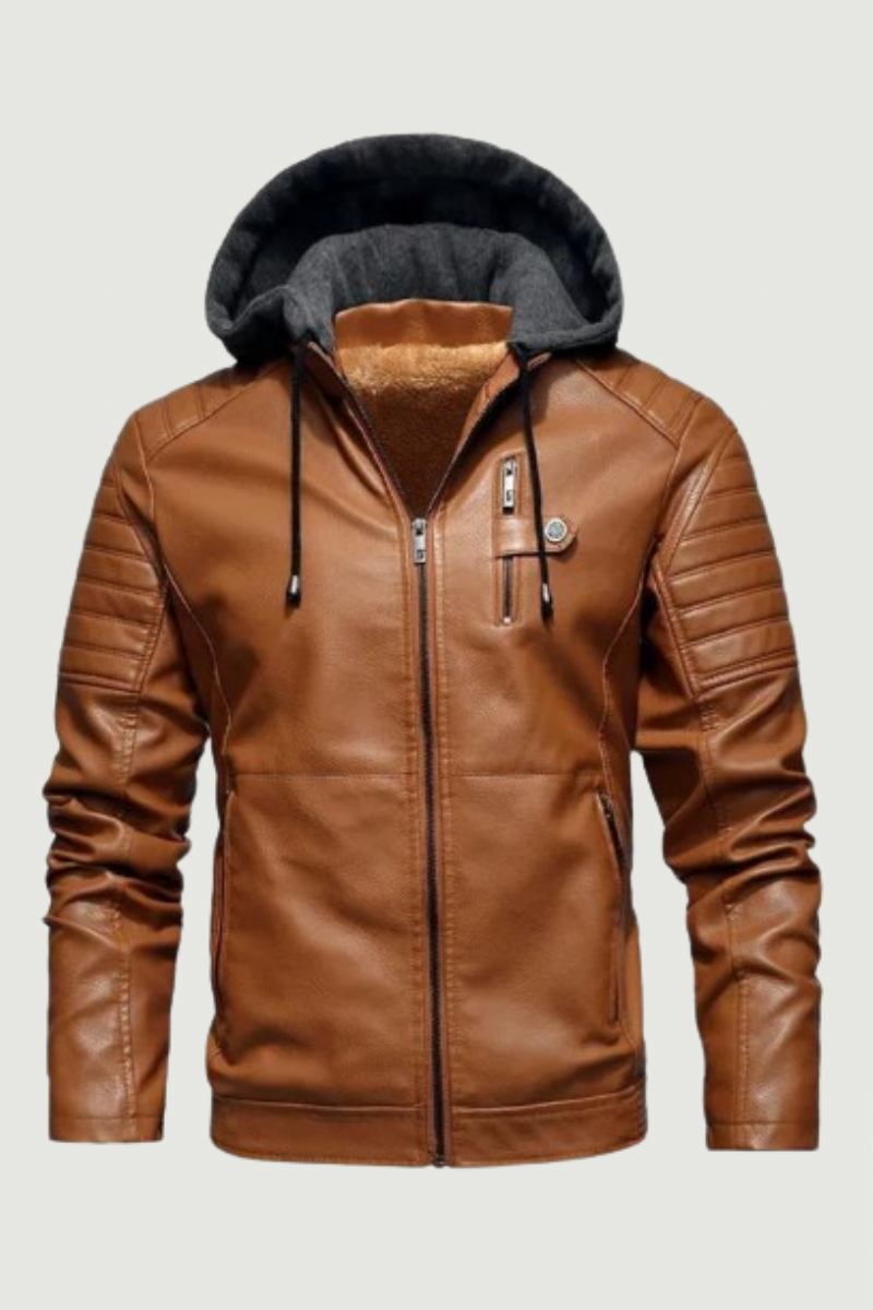 Herbst- Und Winter-lederjacke Für Herren Motorradjacke Mit Samtkapuze