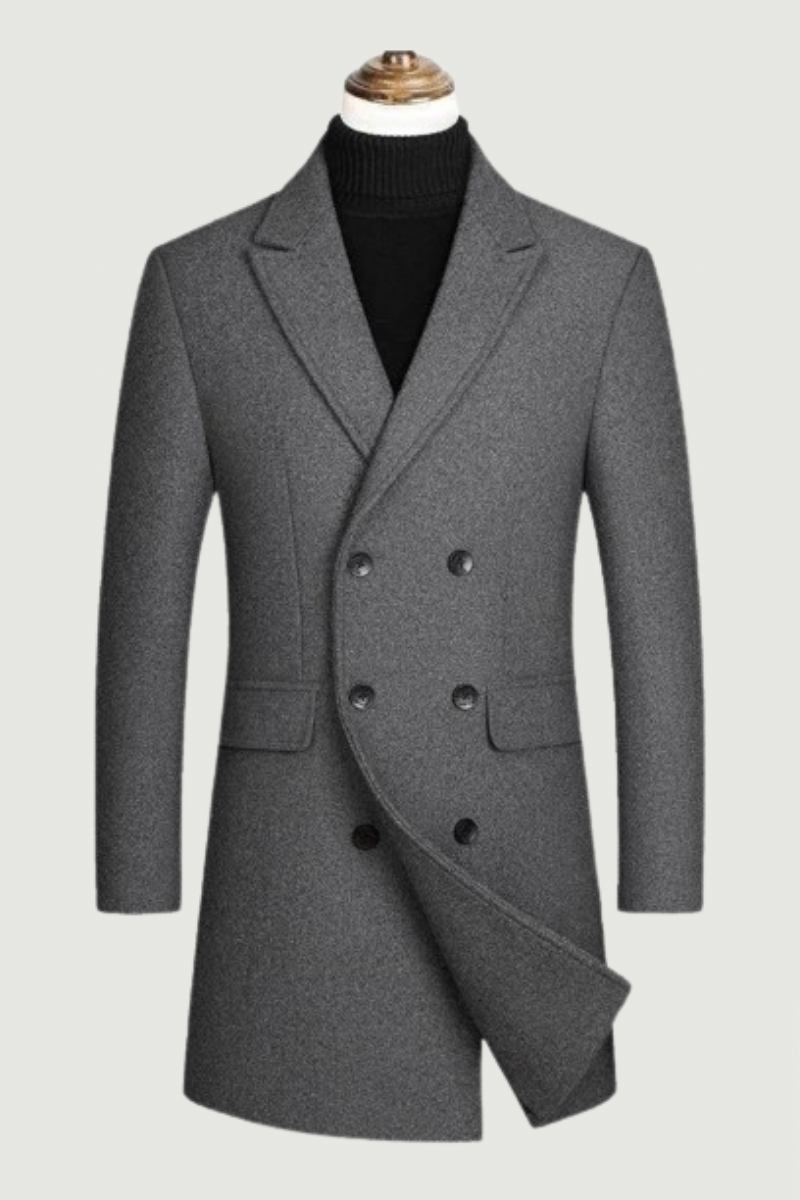 Herbst Und Winter Zweireihiger Wollmantel Für Herren Warmer Trenchcoat Lässige Business-jacke Für