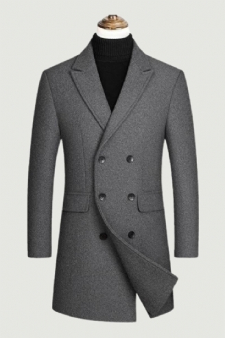 Herbst Und Winter Zweireihiger Wollmantel Für Herren Warmer Trenchcoat Lässige Business-jacke Für