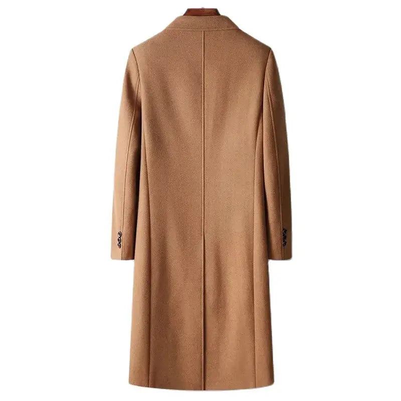 Herbst Winter Herrenmäntel Aus Wollmischungen Zweireihig Elegant Lässig Langer Woll-trenchcoat Für Herren Oberbekleidung - Schwarz