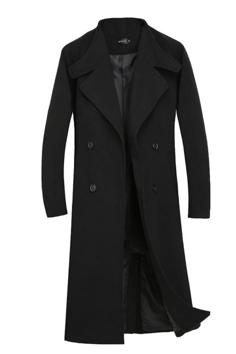 Herbst/winter Mittellange Jacke Dicker Wollmantel Lockerer Lässiger Zweireihiger Trenchcoat