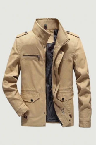 Herren Freizeitjacken Einfarbig Frühling Herbst Windjacke Herrenmäntel Gewaschene Reine Baumwolle Outdoor-mäntel Oberbekleidung