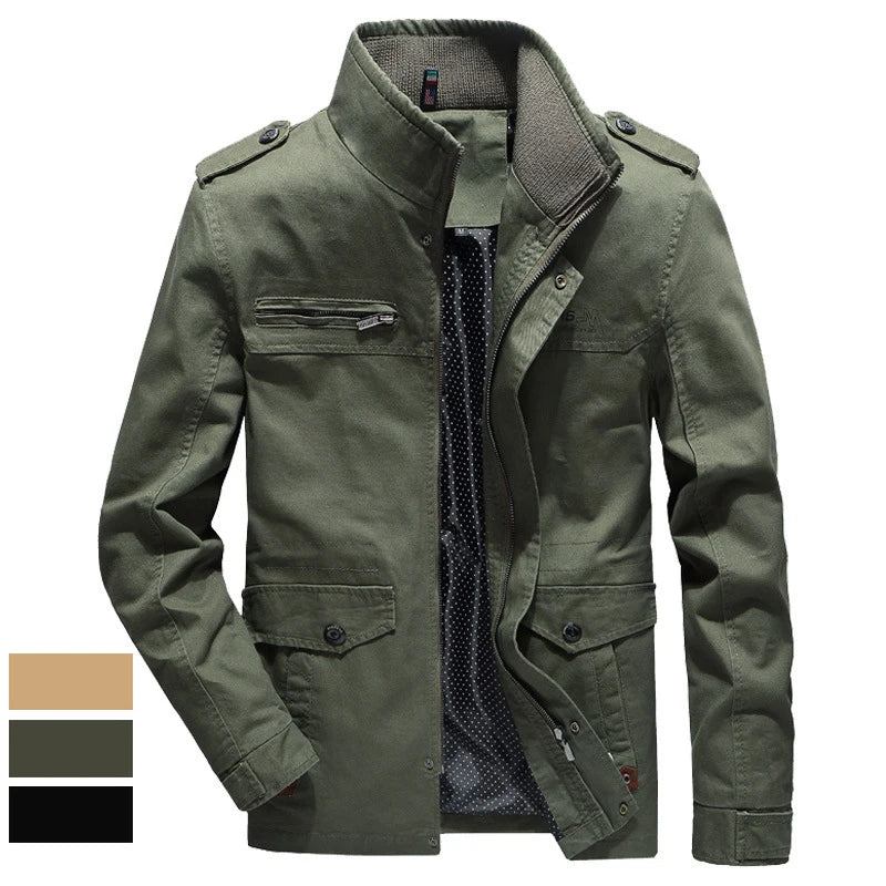 Herren Freizeitjacken Einfarbig Frühling Herbst Windjacke Herrenmäntel Gewaschene Reine Baumwolle Outdoor-mäntel Oberbekleidung - Schwarz