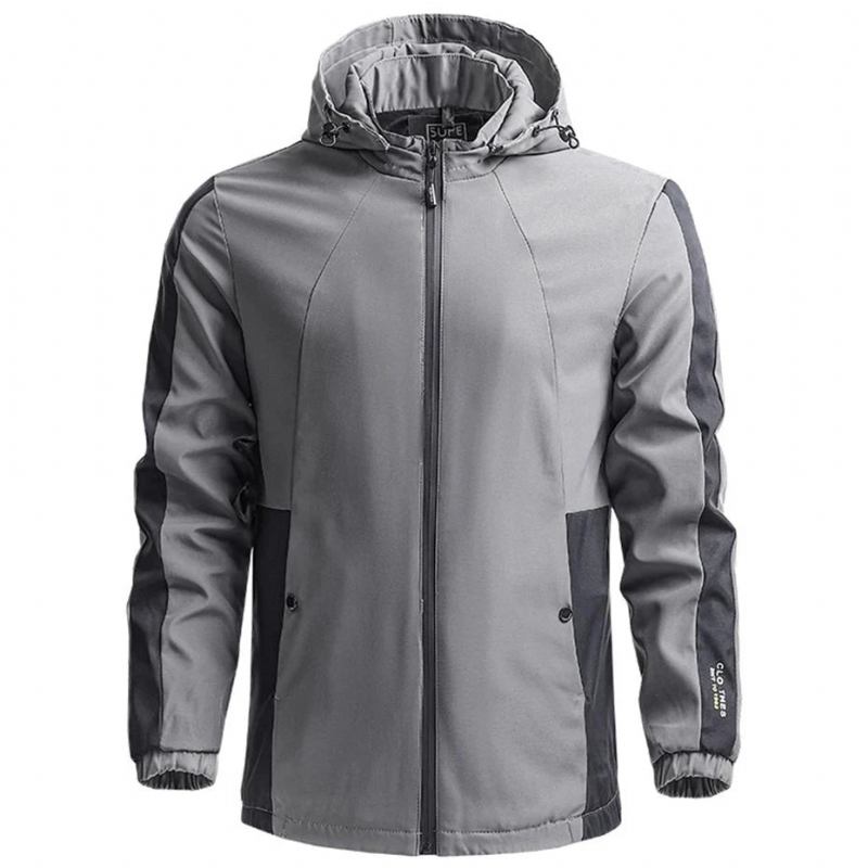 Herren Frühling Herbst Kapuzenjacke Mantel Lässig Windbreaker Herrenoberbekleidung Outdoor - grau