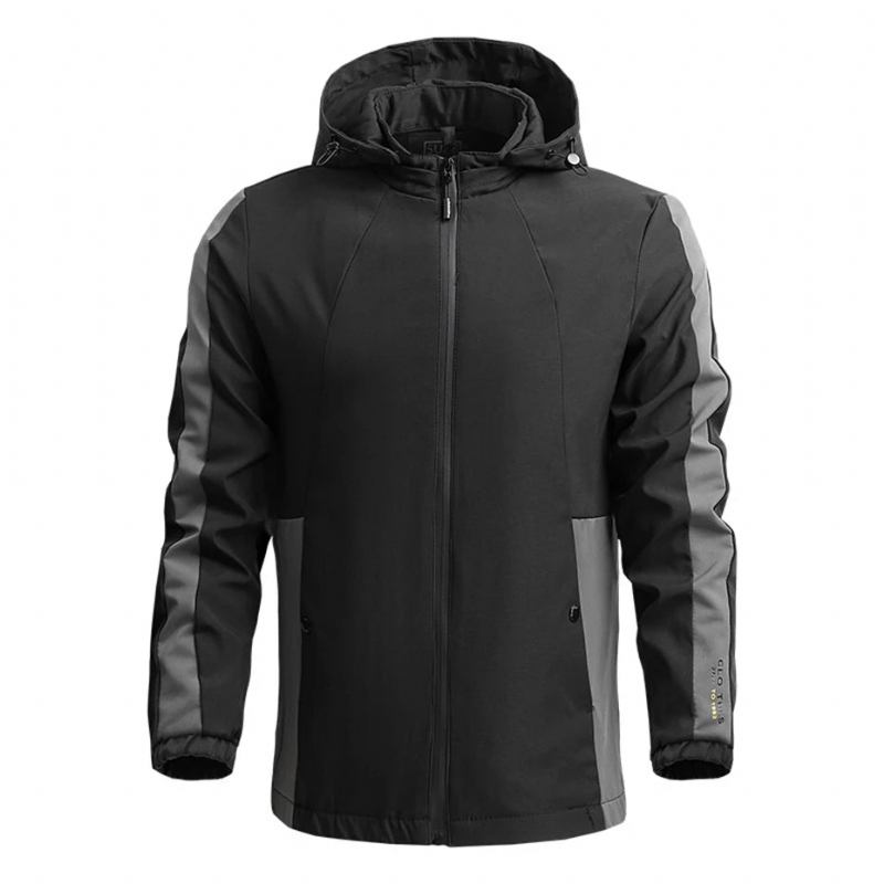 Herren Frühling Herbst Kapuzenjacke Mantel Lässig Windbreaker Herrenoberbekleidung Outdoor - grau