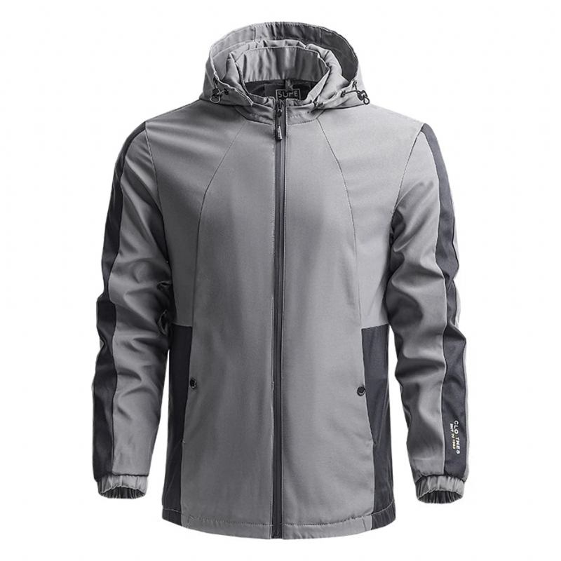 Herren Frühling Herbst Kapuzenjacke Mantel Lässig Windbreaker Herrenoberbekleidung Outdoor - grau