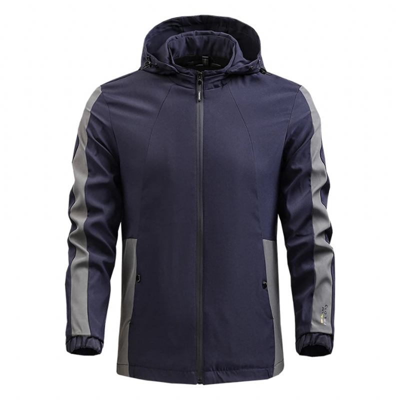 Herren Frühling Herbst Kapuzenjacke Mantel Lässig Windbreaker Herrenoberbekleidung Outdoor - grau