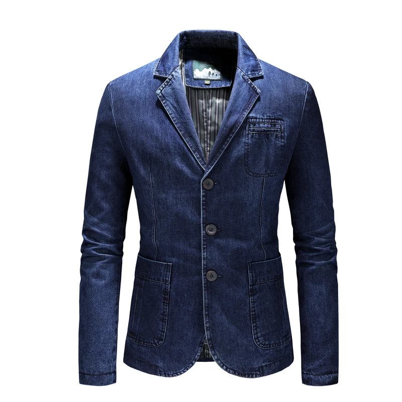 Herren Jeansblazer Herrenmantel Übergroßer Frühling Herbst Casual Blazer Herrenbekleidung Oberbekleidung Jacke - Blau