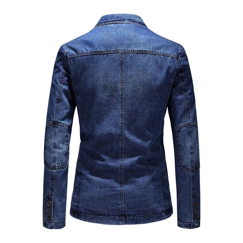 Herren Jeansblazer Herrenmantel Übergroßer Frühling Herbst Casual Blazer Herrenbekleidung Oberbekleidung Jacke - Blau