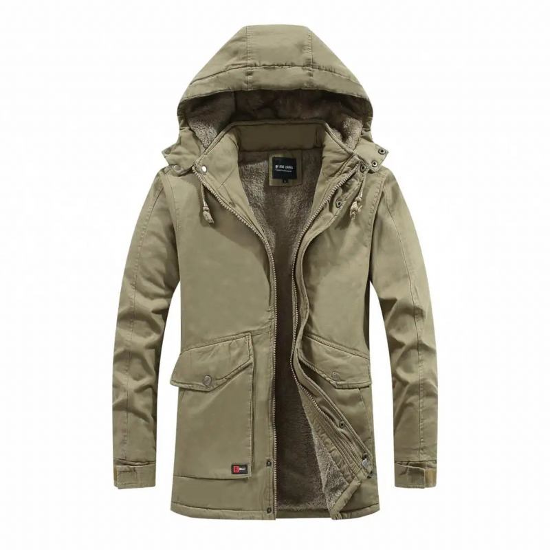 Herren-mantel Mit Mehreren Taschen Kapuze Parka Outdoor-kleidung Winter-militärjacke Dicke Warme Militärparka Lässige Baumwolljacke - Schwarz