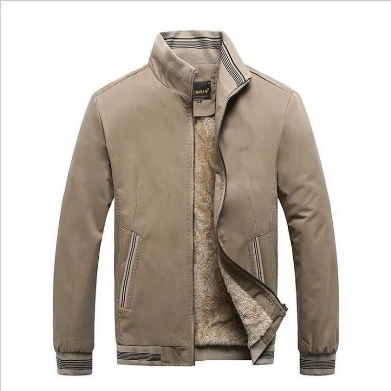 Herren-oberbekleidung Fleece Dick Warm Lässig Windjacke Baseball-mäntel Winter-bomberparkas Für Herren - Beige