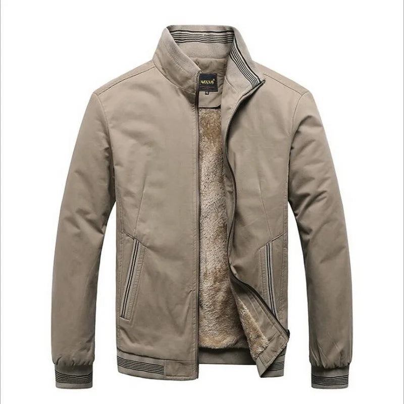 Herren-oberbekleidung Fleece Dick Warm Lässig Windjacke Baseball-mäntel Winter-bomberparkas Für Herren - Beige