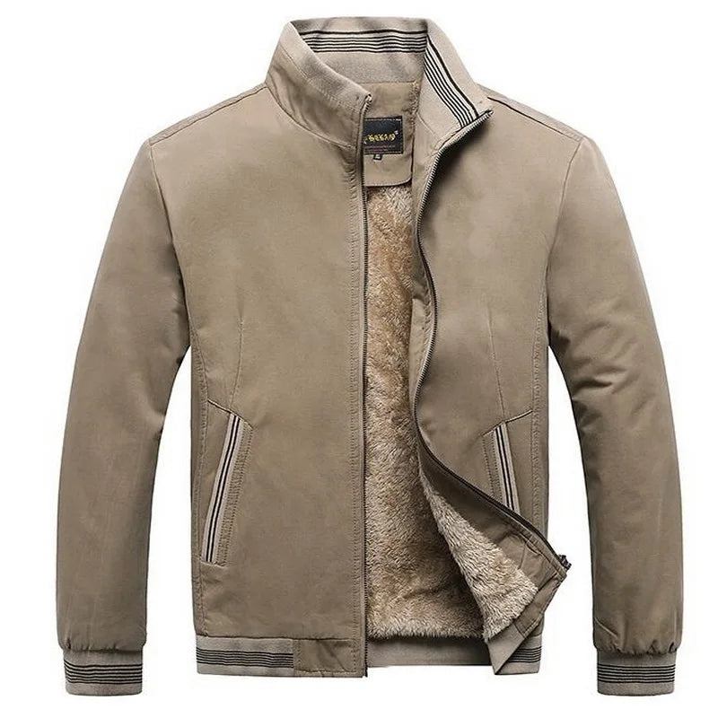 Herren-oberbekleidung Fleece Dick Warm Lässig Windjacke Baseball-mäntel Winter-bomberparkas Für Herren - Beige