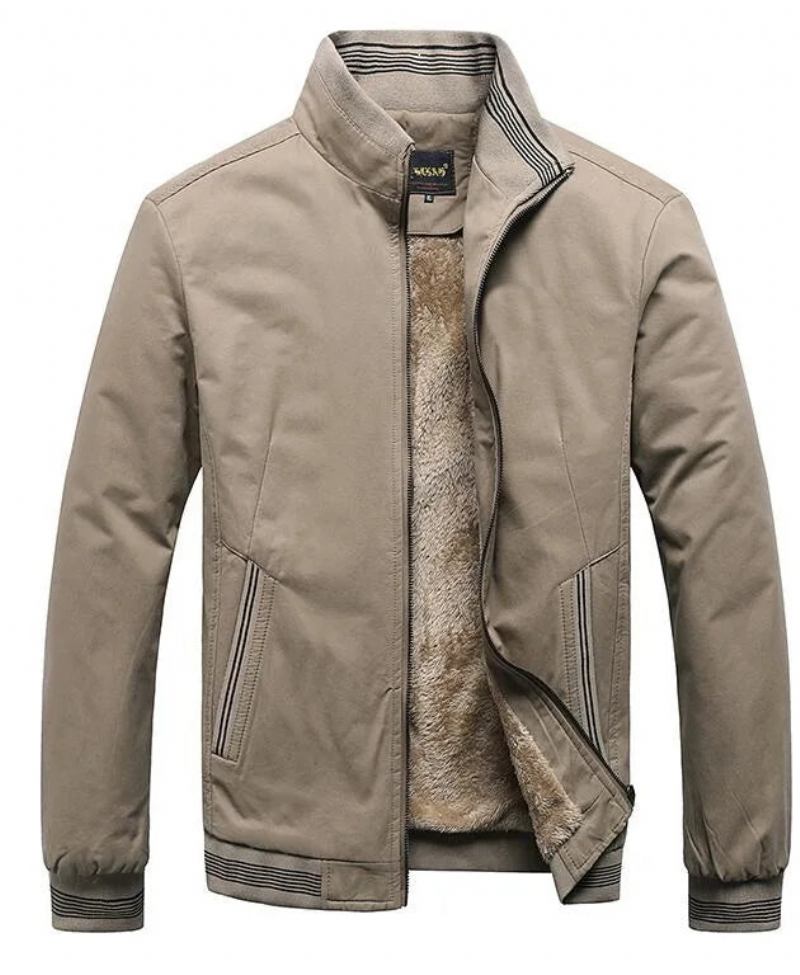 Herren-oberbekleidung Fleece Dick Warm Lässig Windjacke Baseball-mäntel Winter-bomberparkas Für Herren - Beige