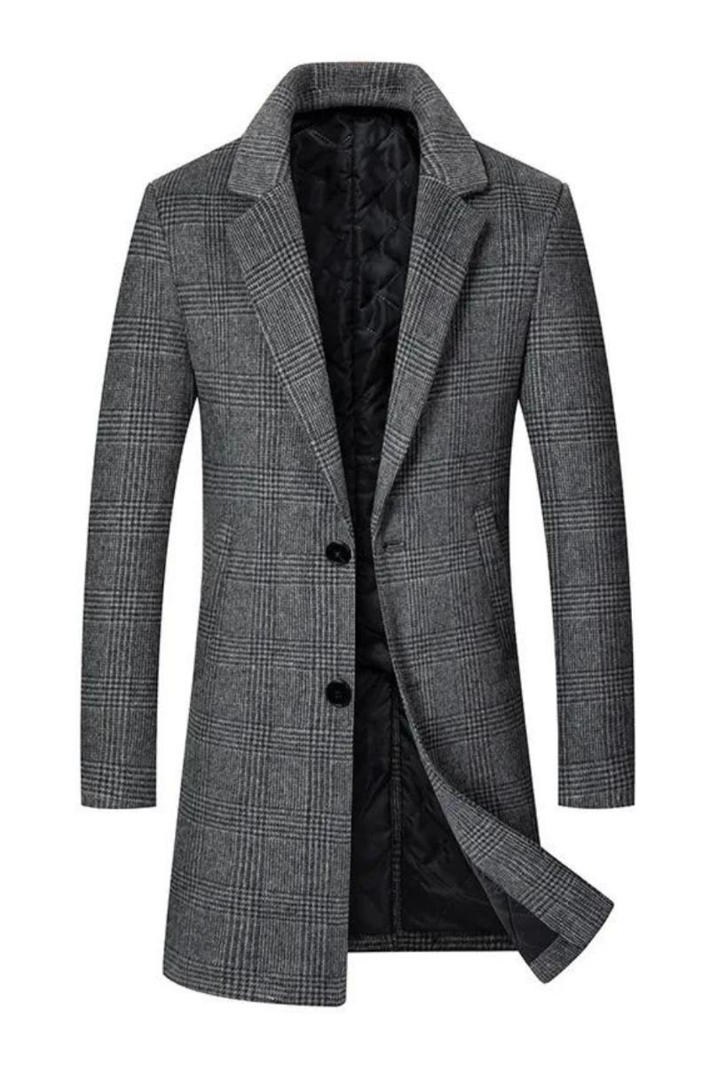 Herren-trenchcoat Aus Wollmischung Lang Einreihig Klassisch Stilvoll Winterjacke Für Herren