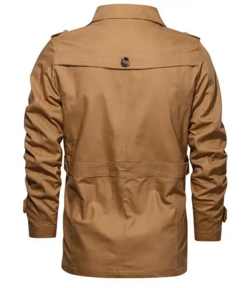 Herren-trenchcoat Baumwoll-reversmantel Jacke Herren Outdoor-windjacke Business-casual-jacken - Beige