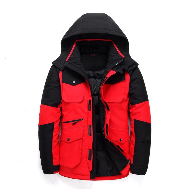 Herren-winter Lässig Weiße Daunenjacke Dicker Schneeparka Mantel Herren Windjacke Mit Kapuze Daunen-oberbekleidung Mäntel - Schwarz