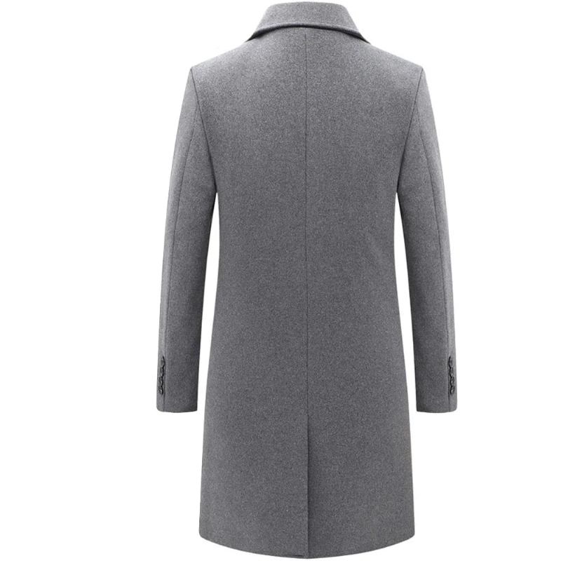 Herren Winter Wollmantel Zweireihige Businessjacke Für Wollmischungen Trenchcoat Für Übermantel - Schwarz