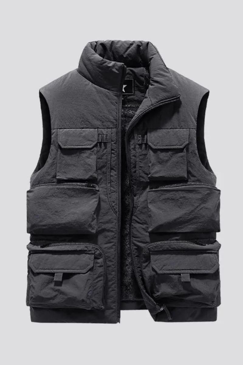 Herren Winterjacke Ohne Ärmel Weste Dicke Warme Fleece-arbeitsjacke Cargo-weste Windjacke Modischer Mantel Mit Vielen Taschen Für