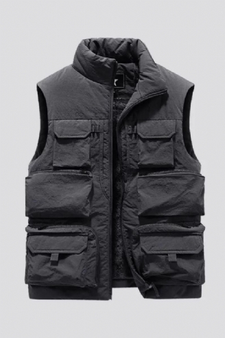 Herren Winterjacke Ohne Ärmel Weste Dicke Warme Fleece-arbeitsjacke Cargo-weste Windjacke Modischer Mantel Mit Vielen Taschen Für