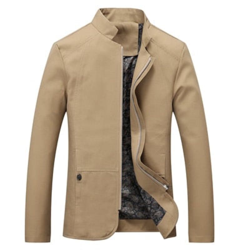 Herrenjacke Frühlings- Und Herbst-windjacke Mäntel Lässige Einfarbige Jacke Herrenoberbekleidung Kleidung - Beige