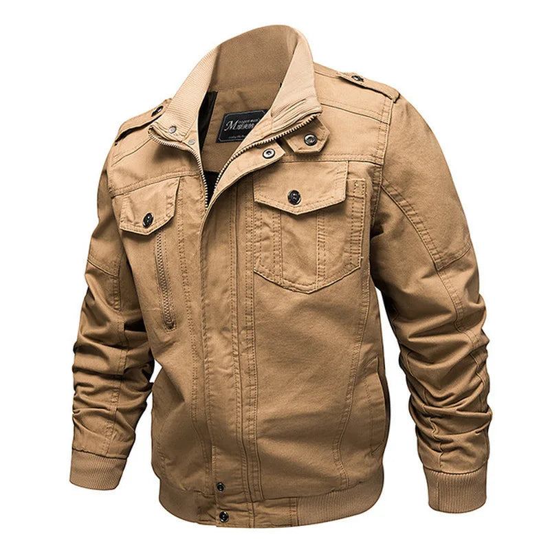 Herrenjacken Militärstil Armeejacken Kleidung Herren Bomber Jeansjacken Streetwear Baumwolle - Khaki