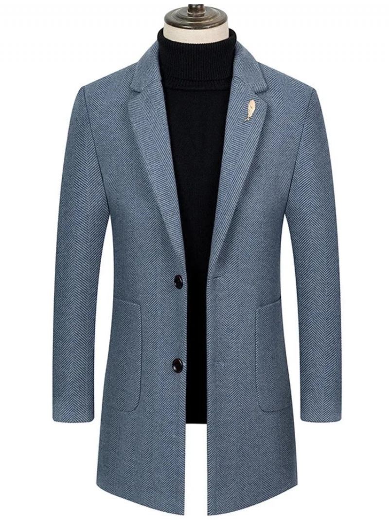 High-end-markenboutique Neuer Trenchcoat Für Herren Einreihiger Schmaler Mantel Business-casual-anzug Kragen Wolljacke - Grau