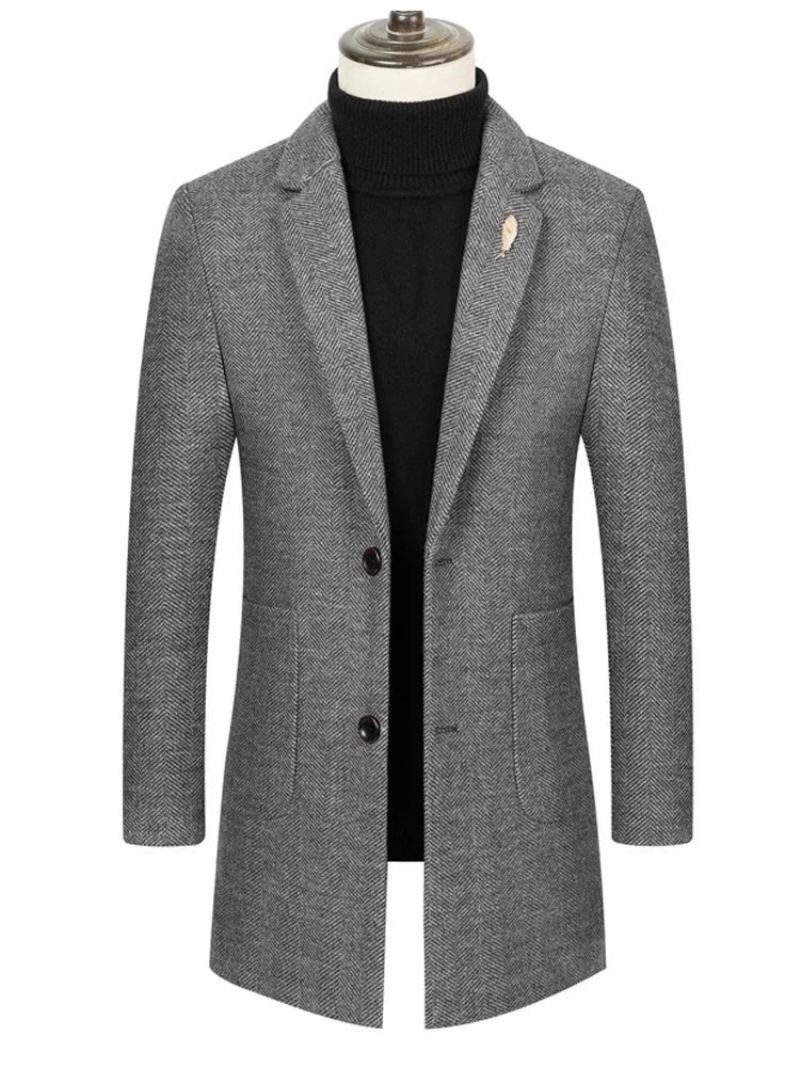 High-end-markenboutique Neuer Trenchcoat Für Herren Einreihiger Schmaler Mantel Business-casual-anzug Kragen Wolljacke - Grau