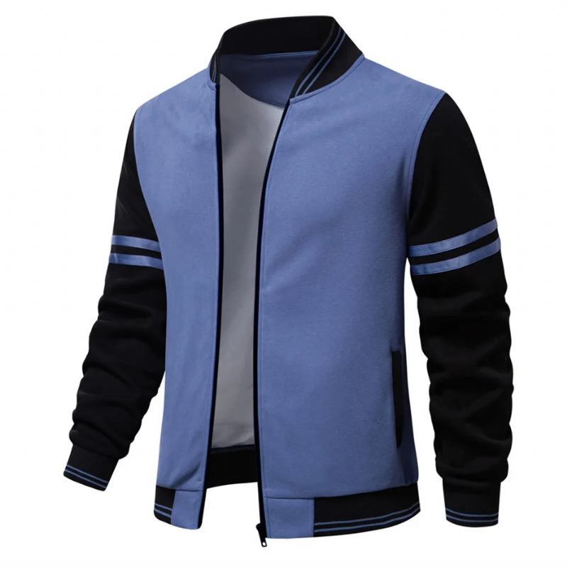 Jacke Für Herren Frühling Herbst Baseballjacke Mantel Lässig Ärmel Patchwork-jacke Herrenoberbekleidung - blau