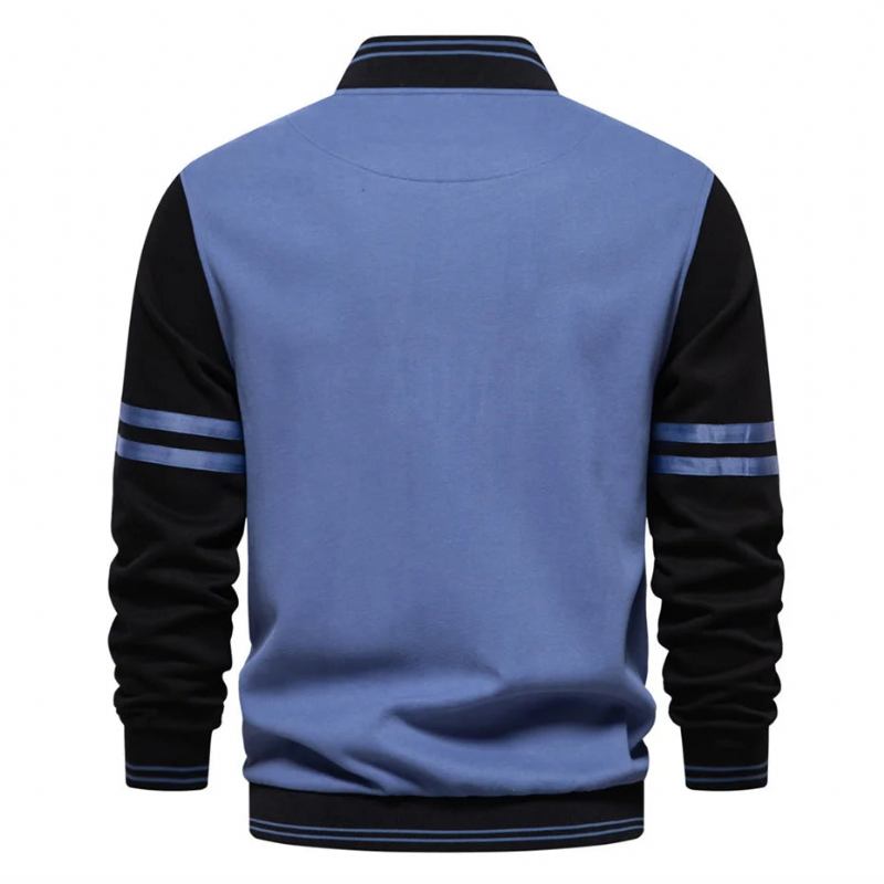 Jacke Für Herren Frühling Herbst Baseballjacke Mantel Lässig Ärmel Patchwork-jacke Herrenoberbekleidung - blau