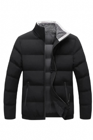 Jacke Für Herren Parkas Winter Dick Mantel Lässig Einfarbig Stehkragenjacken Oberbekleidung