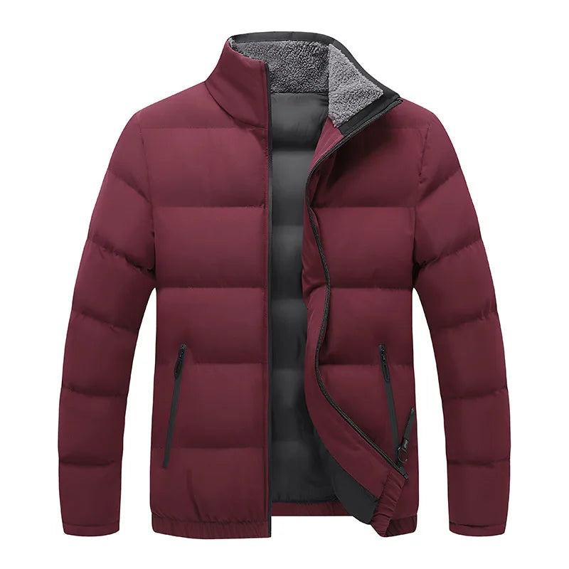 Jacke Für Herren Parkas Winter Dick Mantel Lässig Einfarbig Stehkragenjacken Oberbekleidung - blau