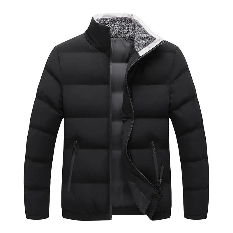 Jacke Für Herren Parkas Winter Dick Mantel Lässig Einfarbig Stehkragenjacken Oberbekleidung - blau