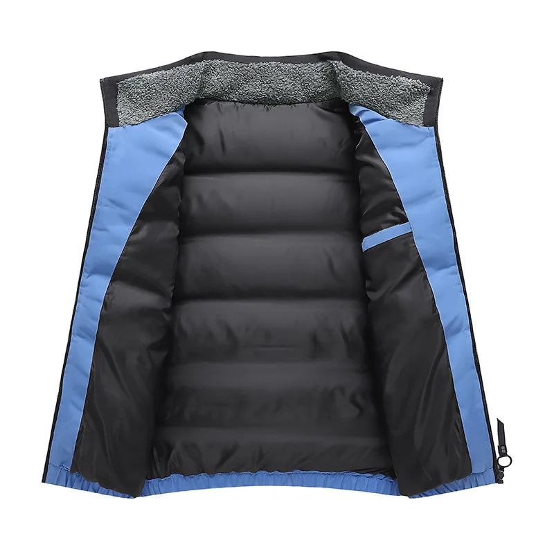 Jacke Für Herren Parkas Winter Dick Mantel Lässig Einfarbig Stehkragenjacken Oberbekleidung - blau