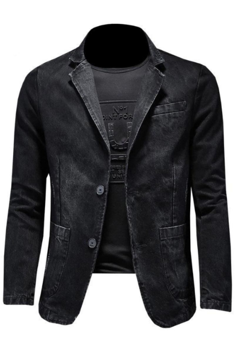 Jeansblazer Herrenblazer Jeans Schmale Passform Cowboy-mäntel Freizeit Herrenanzug Jeansjacke Herren Lässiger Mantel Ein Knopf Neu