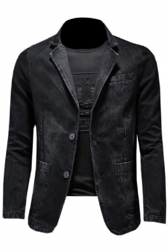 Jeansblazer Herrenblazer Jeans Schmale Passform Cowboy-mäntel Freizeit Herrenanzug Jeansjacke Herren Lässiger Mantel Ein Knopf Neu